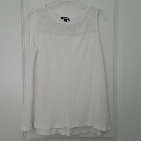 Chaps Tops - Women's Chaps Sleeveless White Tank size XL